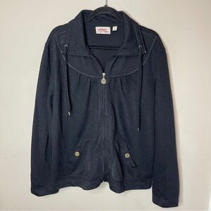 VINTAGE COTTON Black Quilted Full-Zip Lightweight Collared Jacket, XL